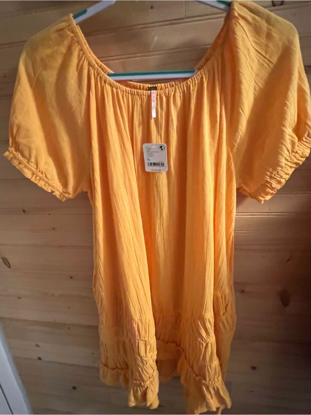 Free People Yellow Off-Shoulder Mini Dress